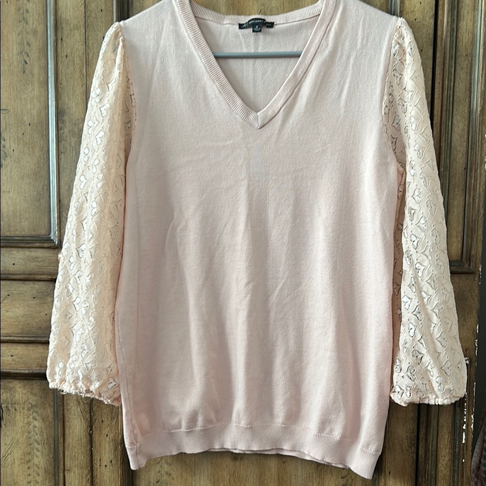Pink Sweater with Lace Sleeves